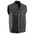 thumbnail image 1 of Milwaukee Leather LKM3710 Men's Black Leather Club Style Motorcycle Rider Vest w/Zipper and Snap Button Closure - 5X-Large, 1 of 4