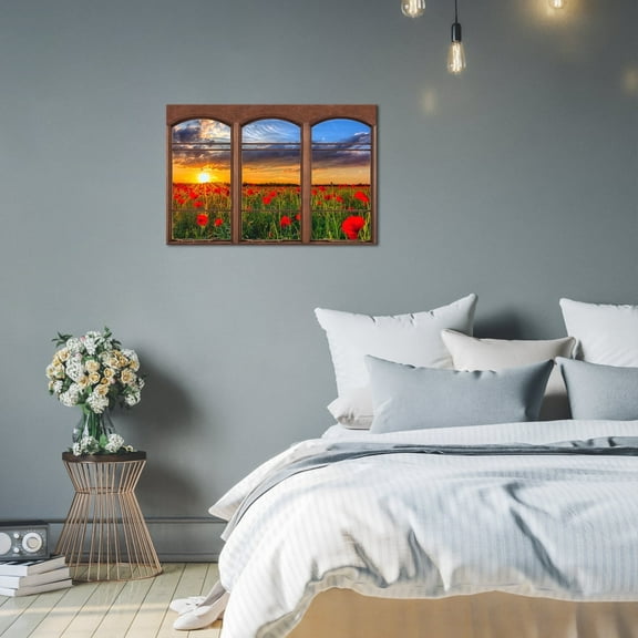Visual Art Decor 16" x 24" Window View Framed Modern Photography Canvas Art Prints