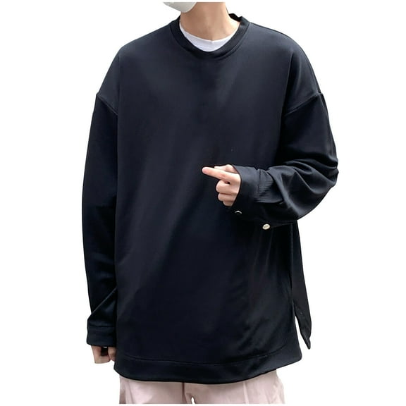 Men's Shirts Long Sleeve Crewneck Casual Solid Color Button Lapel Up to 65% off! M-5XL