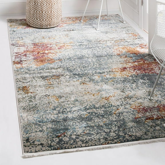Unique Loom Baracoa Collection Area Rug - Panamericana (6' x 9' Rectangle Cream/Blue)