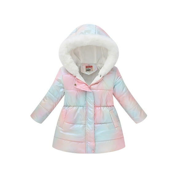 XXWXYD Girls Heavyweight Winter Parka Hooded Puffer Jacket 𝖥aux 𝖥ur Collar Fle𝖾ce Lined Down Coat 𝖶aterproof Warm Outerwear for Kids