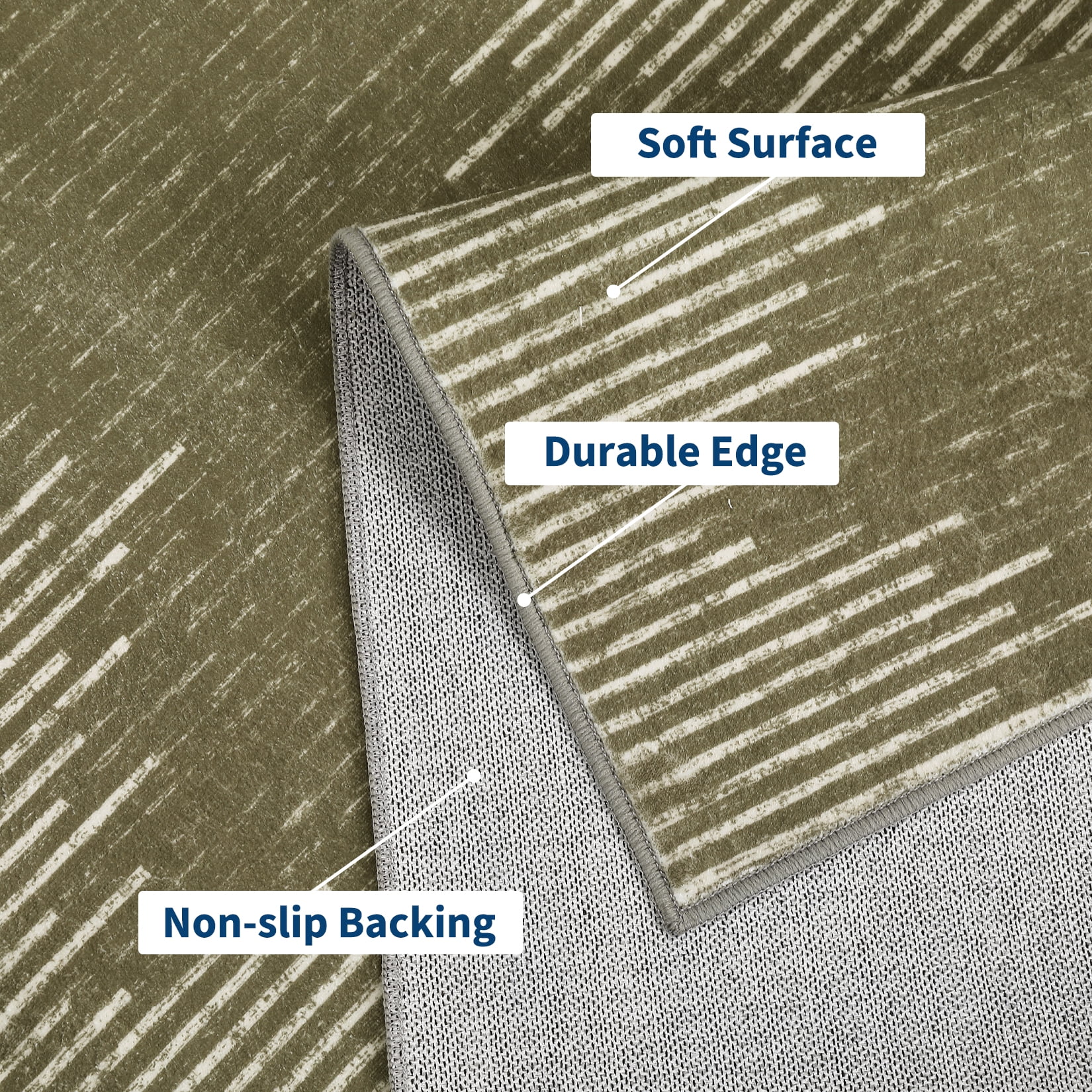 Hasoo Washable Bedroom Rug Geometric Striped Area Rug Soft Non Slip Low Pile Stain Resistant Carpet, Camel 9' x 12'