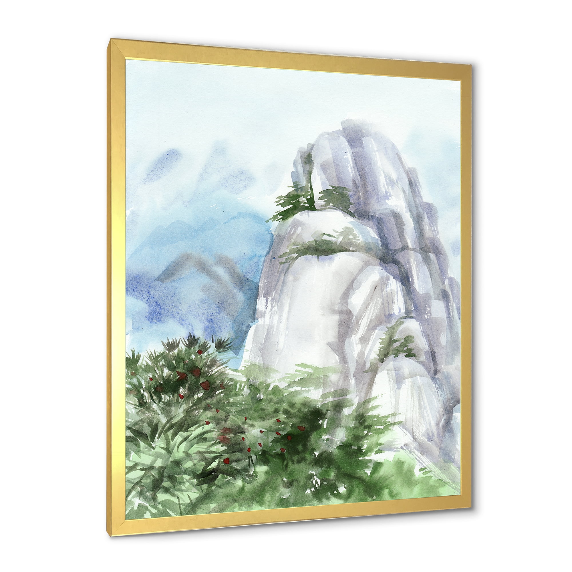 Designart 'The Clouds Over Mountain Top' Traditional Framed Art Print