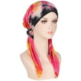 thumbnail image 2 of ZHENHONG Turbans for Women Floral Printed Headwrap Hat Muslim Slouchy Beanie Cap Casual Tie Dye Headwear Hot Pink, 2 of 5