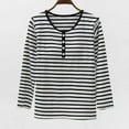 thumbnail image 2 of JIUKE Pajama Top for Women Striped Long Sleeve Shirts Crew Neck Casual Loose Pjs Tee Tops with Built in Bra, 2 of 3