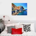thumbnail image 4 of Nawypu  Modern Canvas Painting Wall Art Cityscape Traditional Port Mediterranean Sea Cinque Terre Italy Coast Landscape Print On Canvas Giclee Artwork for Wall Decor 20x16 inch, 4 of 4