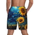 thumbnail image 2 of Lsque Mens Swim Trunks Vintage Starry Sky Sunflower Pattern - Bathing Suit Compression Liner - Beach Swim Shorts Swimwear - (S-3XL) - Stretch Quick Dry -Small, 2 of 9