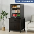 thumbnail image 5 of INFANZIA Mini Fridge Stand with Storage, Heavy Duty Mini Fridge Cabinet with Drawer, Solid Wood Beverage Refrigerator Stand Table for Dorm, Office, Bedroom, Load 220LBS, Black, 5 of 8