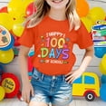 thumbnail image 2 of Girl Shirts Size 10-12 Letter Print Preppy 100 Days Of School Short Sleeves T Shirt Loose Girl's Clothing Pullover Tops Orange,4-5 Years, 2 of 4