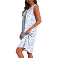 thumbnail image 5 of Oksale Floral House Dress for Women Lightweight Casual Henley Knee Length Pajama Dress with Pockets Cozy Sleeveless Nightgowns Multicolor L, 5 of 9