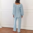 thumbnail image 6 of Women Gingham Pajama Sets Ruffle Long Sleeve Button Down Shirt and Pants Y2K Pjs Lounge Set Sleepwear with Pockets, 6 of 9