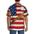thumbnail image 3 of Honeii American Flag And Baseball for Men's Short-Sleeved Button-Up Collared Shirt Featuring A Pocket, Perfect for Beach Vacations, And Travel Adventures.-Medium, 3 of 5