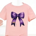 thumbnail image 5 of larppty Girls’ Bow Print Leggings and T-Shirt Set – Cute 2-Piece Outfit for Kids, Soft Cotton Blend, Casual Wear for Playtime, School, and Parties（Light Purple， 2-3 Years）, 5 of 6
