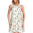 thumbnail image 1 of Xecao Mini Robes d'Été à Fleurs Sauvages pour Femmes Robes Décontractées de Plage Sans Manches Robe Évasée avec Poches, 1 of 7