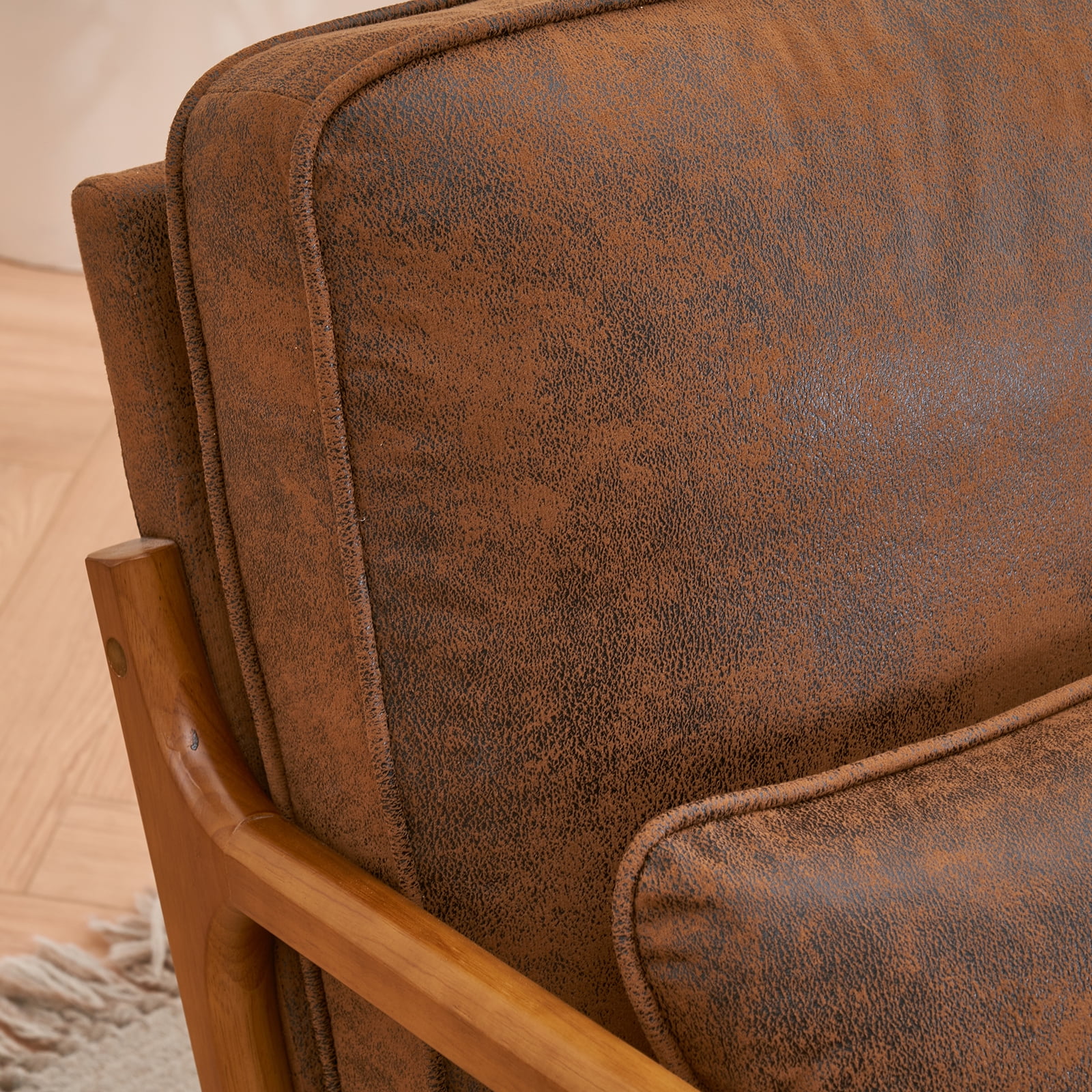 Oak Armrest Oak Upholstered Single Lounge Chair Indoor Lounge Chair Orange