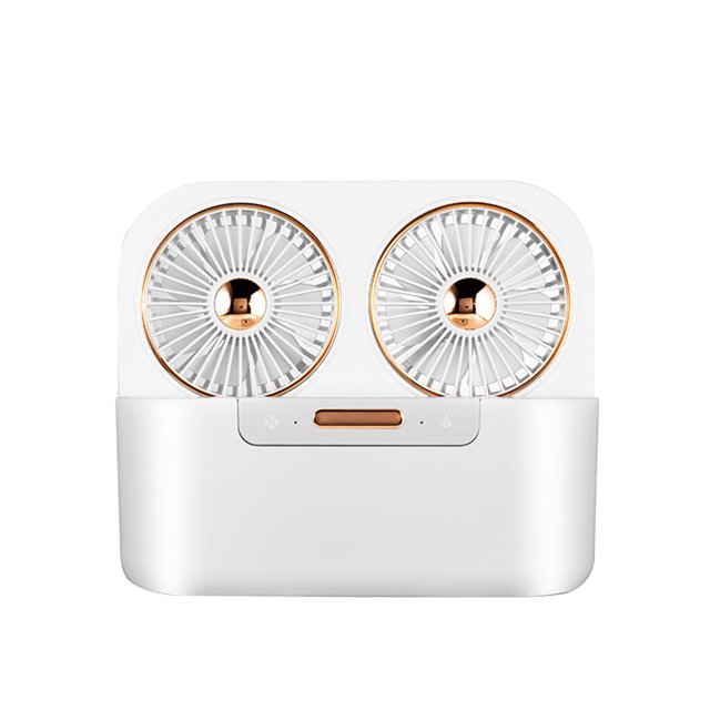 Ventilador humidificador 1.4L 2 en 1 Humidificador de aire acondicionado Recargable por USB 4000mAh Cabezal dual ultra silencioso