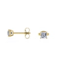 thumbnail image 3 of JeenMata Pendientes Tipo Botón Solitario con 4 Puntas y Diamante de Talla Princesa de 0,38 Quilates, Chapado en Oro Amarillo de 18 K sobre Plata, 3 of 3