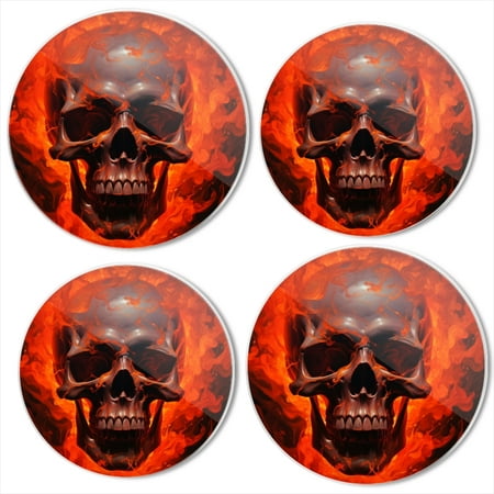 

BaHomeck Electric Stove Burner Covers Set of 4 Round Metal Gas Stove Burner Covers 8 Inch and 10 Inch Kitchen Decor Illustration Of Skull Engulfed In Flames And Set Against Dark Background