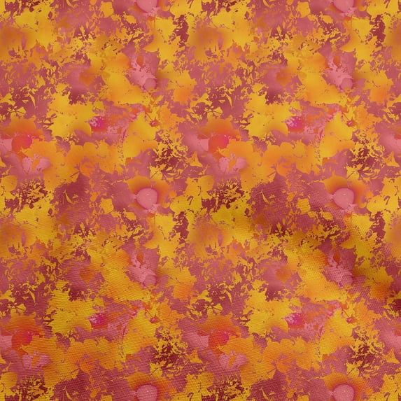 oneOone Cotton Jersey Mustard Yellow Fabric Abstract Quilting Supplies Print Sewing Fabric By The Yard 58 Inch Wide