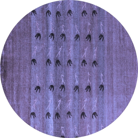 Ahgly Company Machine Washable Indoor Round Abstract Blue Modern Area Rugs, 5' Round