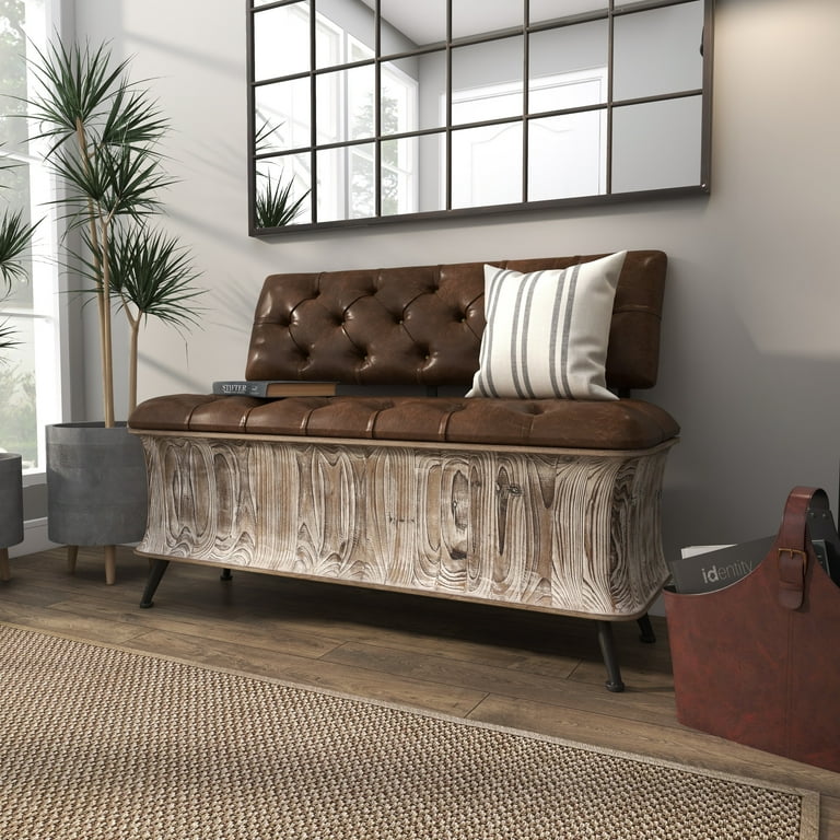 Wooden storage bench with back deals
