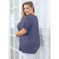 thumbnail image 5 of SHOWMALL Women Plus Size Tops Short Sleeve Tunic Side Slit Shirt Summer V-Neck Blouse Purple Grey 3X Tops, 5 of 7