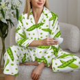 thumbnail image 6 of Pajama Sets for Women 2 Pcs, green Peas Button Down Long Sleeve Sleepwear Lounge PJ Sets, 6 of 6