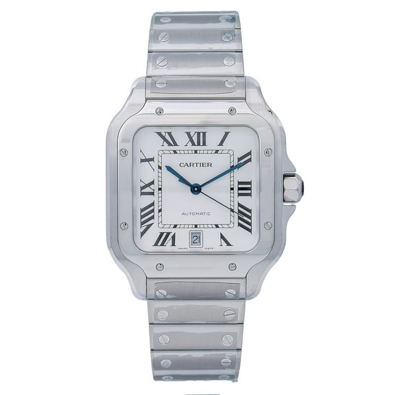 Pre-Owned Cartier Santos WSSA0030 40mm White Dial With Stainless Steel Bracelet