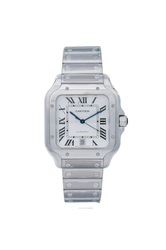 Pre-Owned Cartier Santos WSSA0030 40mm White Dial With Stainless Steel Bracelet