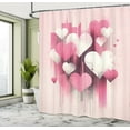 thumbnail image 3 of Ambesonne Pink Shower Curtain, Futurist Love Hearts Lines Art, 69"Wx84"L, Pale Rose Ivory, 3 of 4