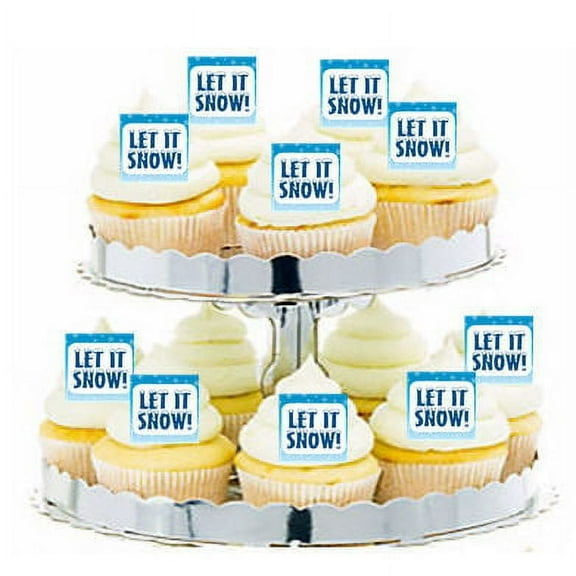 24pk Snowflakes Frozen Ice LEt it Snow Edible Cupcake Decoration Toppers / Picks