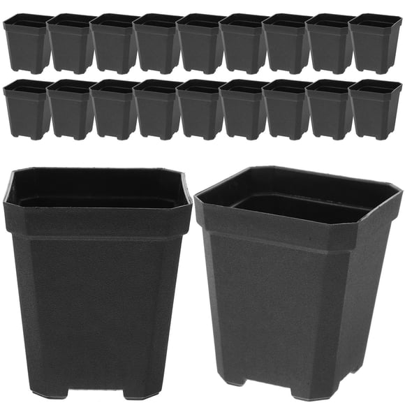 SEWCHICS 20Pcs Modern Style Black Succulent Pots Plastic Planters for Balcony Use