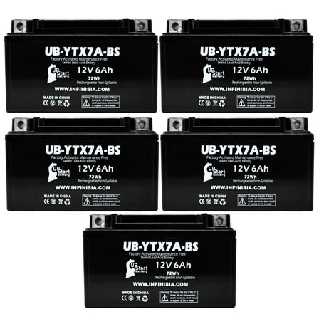 5-Pack UpStart Battery UB-YTX7A-BS Replacement for Craftsman R110 Riding Mower 12V 6AH - Sealed Lead Acid AGM SLA Maintenance Fee