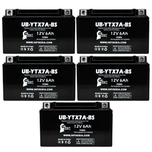 5-Pack UpStart Battery UB-YTX7A-BS Replacement for Craftsman R110 Riding Mower 12V 6AH - Sealed Lead Acid AGM SLA Maintenance Fee