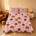 thumbnail image 2 of Homewish Funny Pumpkin Lantern Duvet Cover Queen, Happy Halloween Queen Bedding, Pink Orange White, Pink Reversible 3-Piece, 1 Duvet Cover and 2 Pillowcases, 2 of 5