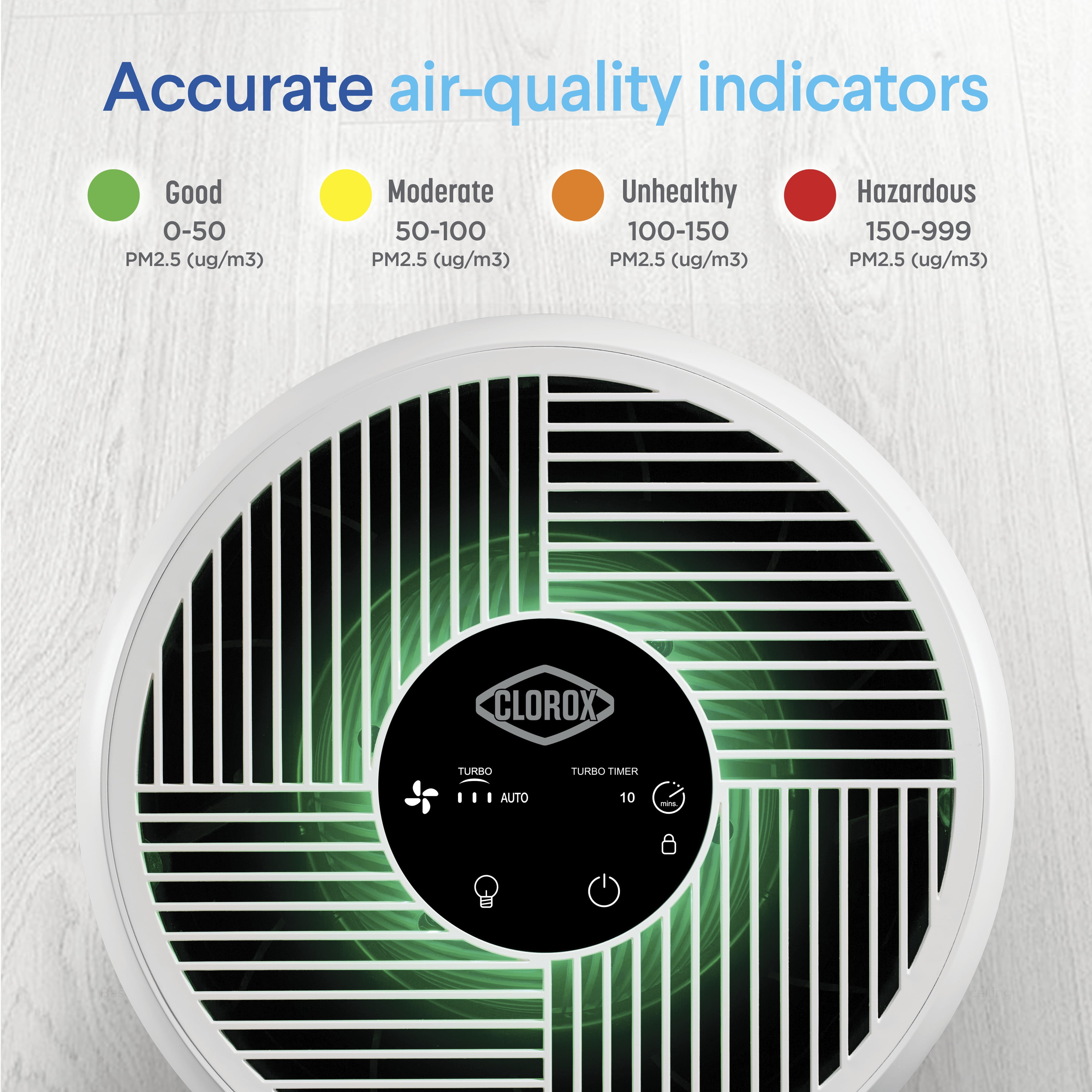 Clorox Large Room Turbo+ True HEPA Air Purifier, Auto Mode, up to 1,650 Sq. Ft. Capacity
