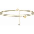 thumbnail image 1 of Turandoss Heart Initial Ankle Bracelets for Women, 14K Gold Filled Handmade Dainty Layered Anklet Letter Initial Heart Ankle Bracelets for Women Beach, 1 of 4