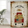 thumbnail image 4 of Polyester Fabric Shower Curtain, Red Truck Load of Sunflowers on Vintage Newspaper Background, Waterproof Bathtub Curtain Bathroom Decor Set with Hooks 48 x 72 Inches, 4 of 6