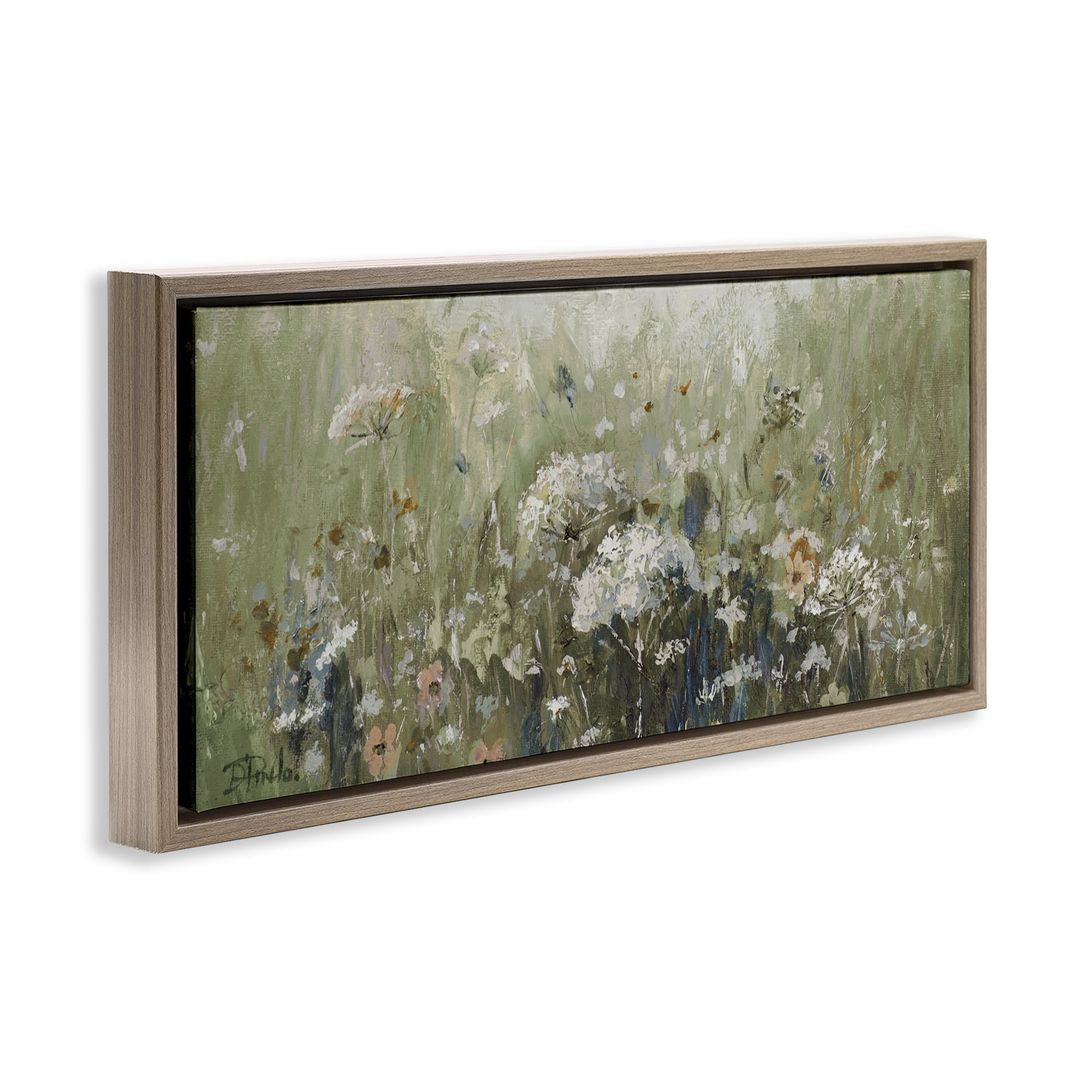 Stupell Industries Mistful Summer Meadow Scene Brown Framed Floater Canvas Wall Art, design by Patricia Pinto