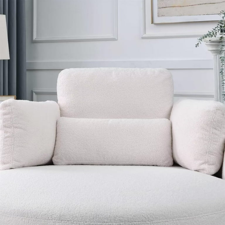 Accent Swivel Barrel Chair with Storage Ottoman Set of 2 51 Round Accent Chair Lounge Chair with Pillows Upholstered Linen Fabric Oversize Sofa