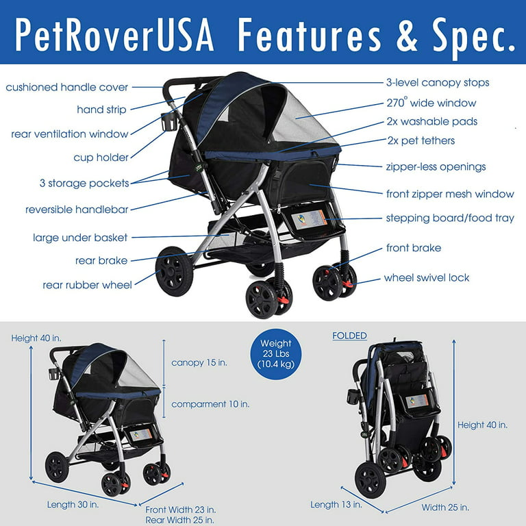 HPZ Pet Rover Pet Rover Heavy Duty Expandable Pet Stroller