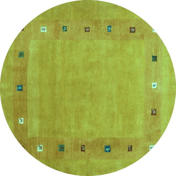 Ahgly Company Machine Washable Indoor Round Abstract Turquoise Blue Contemporary Area Rugs, 8' Round