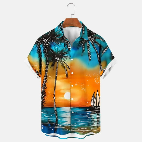 Xixinqiwan Men's & Big Men's Button Up Shirt,Men's Hawaiian Shirts Short Sleeve Button Down Casual Shirts Summer Tropical Printed Floral Beach Tops