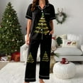 thumbnail image 4 of Drie Christmas Pajamas for Women Womens Silk Satin Pajamas Set Short Sleeve Sleepwear Soft Button Down Loungewear Two-piece Pjs Sets Yellow,S, 4 of 5