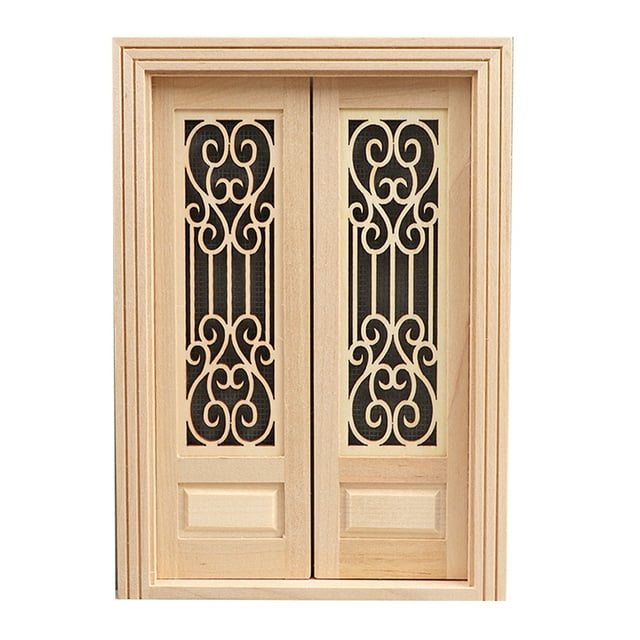 KAKOWELY Modelo de puerta de casa en miniatura, muebles de casa en miniatura, modelo de puerta de madera, adorno de puerta pequeña