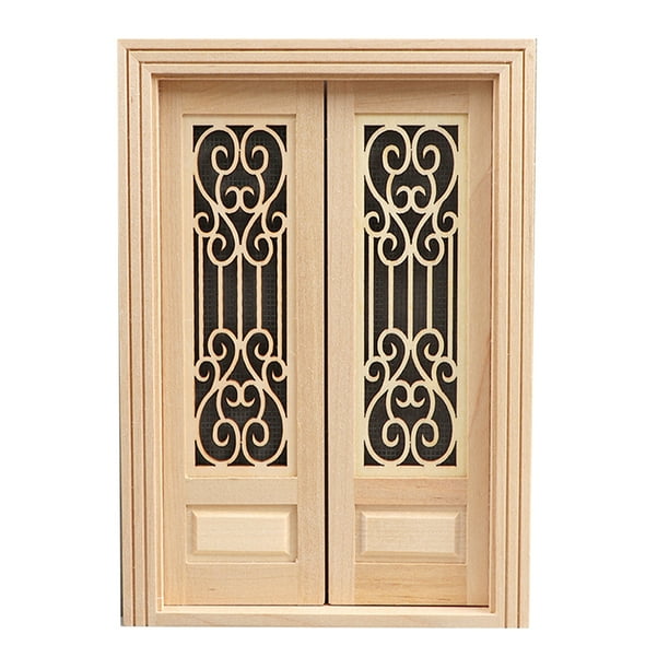 KAKOWELY Modelo de puerta de casa en miniatura, muebles de casa en miniatura, modelo de puerta de madera, adorno de puerta pequeña