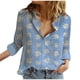 thumbnail image 2 of ICHUANYI Clearance Womens Fashion Casual Knot Floral Short Sleeves V-Neck Shirt Blouse Tops(Blue, S) ICHUANYI WER2023080906370, 2 of 9