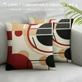 thumbnail image 3 of COMIO Modern Geometric Pillow Covers Red Brown Black Stripes Cushion Cases Retro Circle Swirls Throw Pillow Covers Abstract Texture Color Decorative Accent Pillow Cases for Outdoors Car, 3 of 5