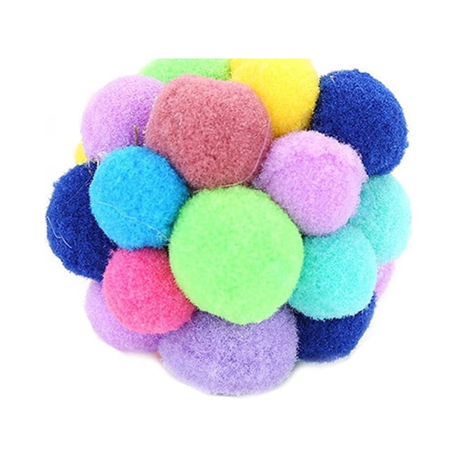 Cat Toy Interactive Interactive Pet Cat Toy Colorful Handmade Bells Bouncy Ball Built-In Catnip Interactive Toy