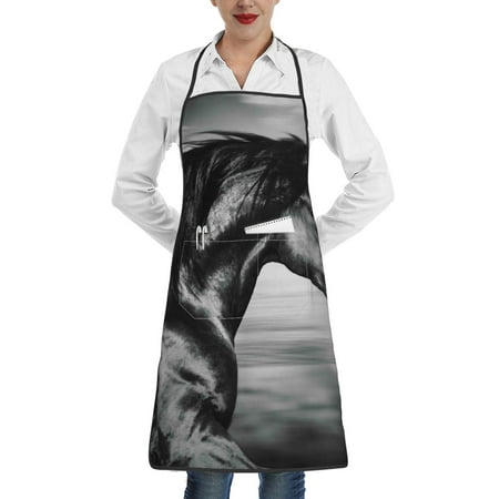 

Gaeub Running Horse Kitchen Cooking Aprons Adjustable Bib Apron Waterdrop and Oil Resistant Kitchen Chef Apron for Women Men